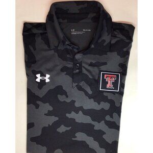 Texas‎ Tech Red Raiders Under Armour HeatGear Polo Men's Black & Gray Camo Sz S